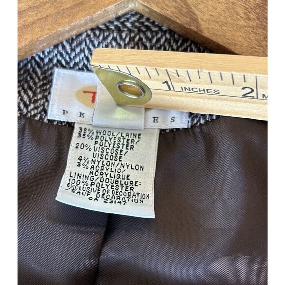 Talbots Vest Petite Small Zip Up Wool Blend Herringbone Leaves Acorn Preppy - Picture 5 of 11